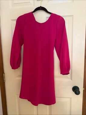 Zara Hot Pink Long-Sleeve Shift Dress